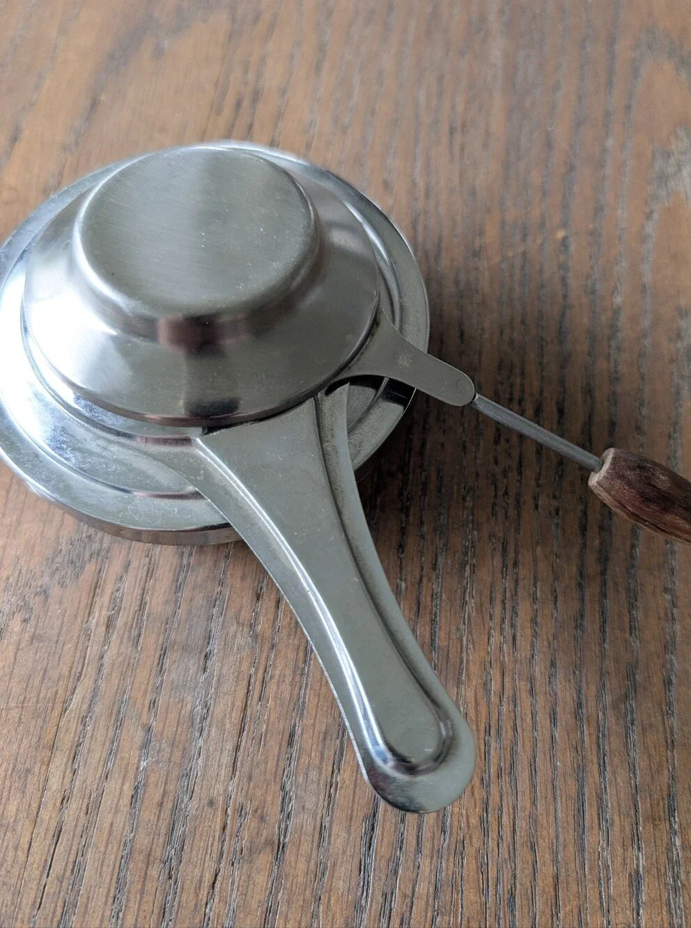 VINTAGE Fondue Pot Retro 1970 Stainless Steel Large Party Bowl